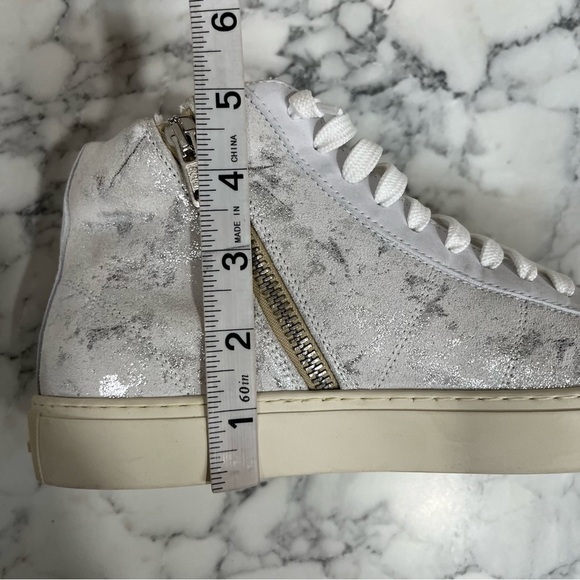 P448 Star High Tops White Leather Metallic Silver Woman’s Size 38 US 7.5/8 - Picture 11 of 13